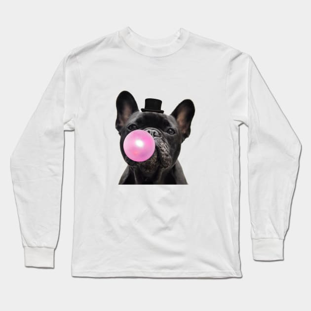 Funny french bulldog Long Sleeve T-Shirt by Collagedream